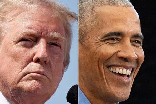 Trump og Obama ved siden af hinanden