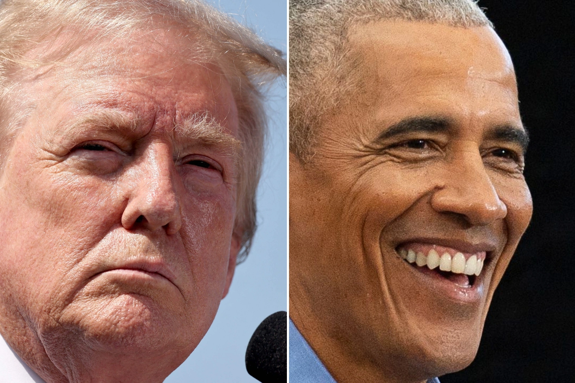 Trump og Obama ved siden af hinanden