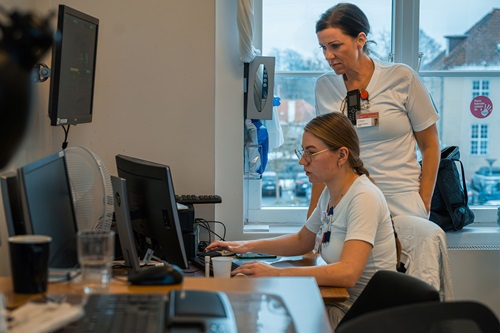 Anitha Danielsen og en kollega sidder ved en computer