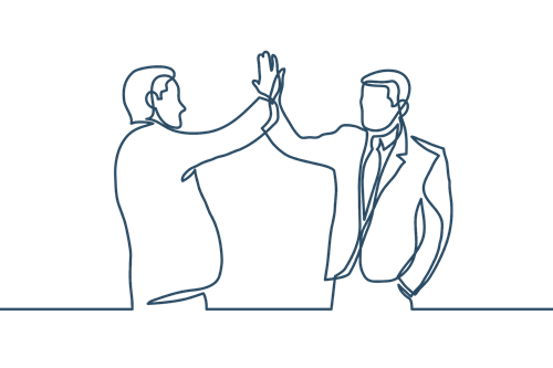 To mænd giver hinanden en high-five