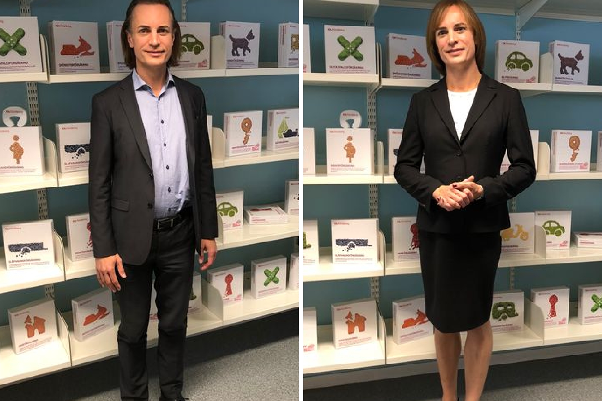 Splitbillede af Caroline Farberger før og efter kønskorrektion