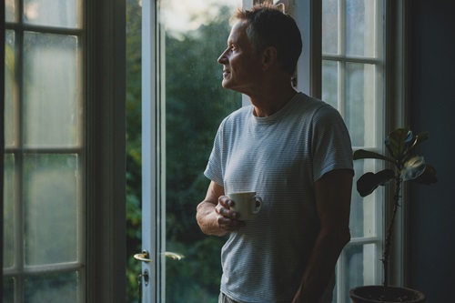 Claus Meyer kigger ud af vinduet