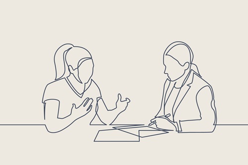 Stregtegning af lønforhandling