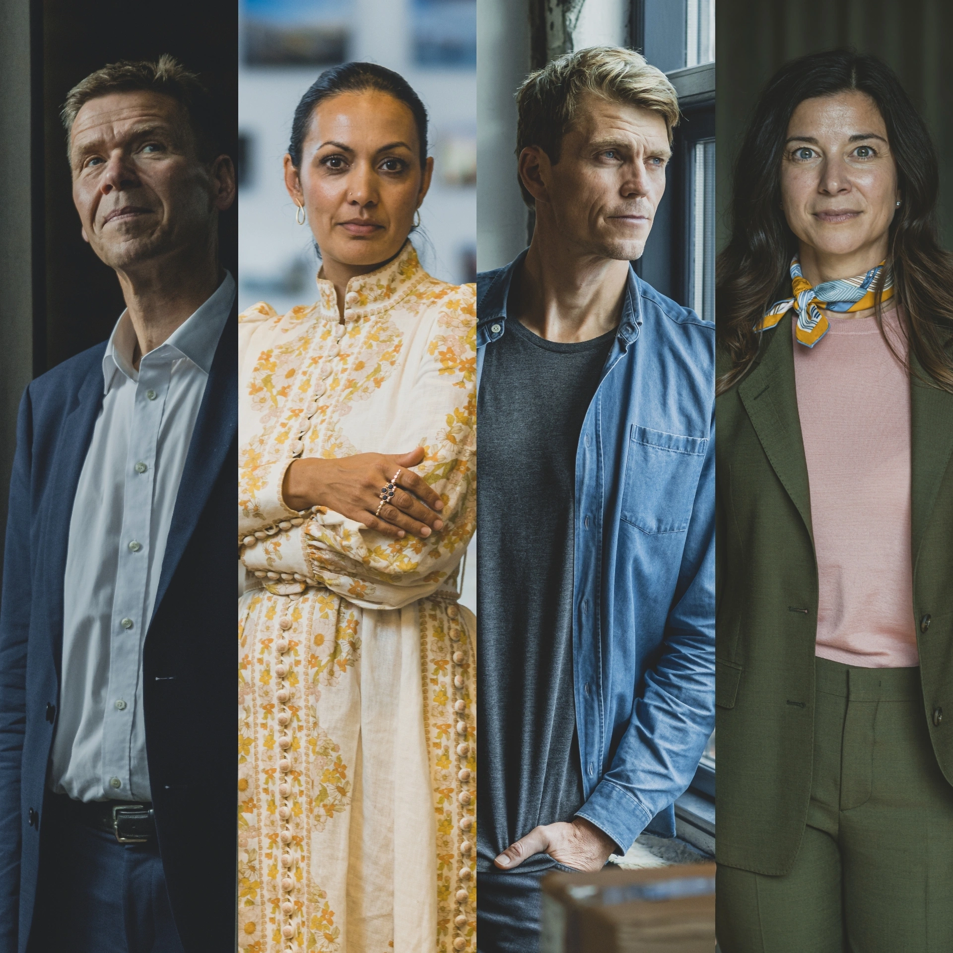 De nominerede til Årets Leder 2022: Jesper Hjulmand, Sheela Søgaard, Jeppe Rindom og Nana Bule