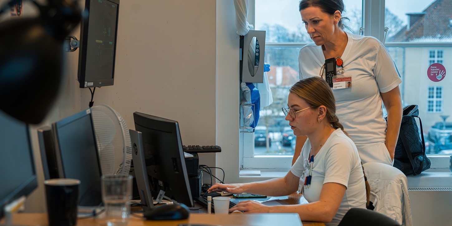 Anitha Danielsen og en kollega sidder ved en computer