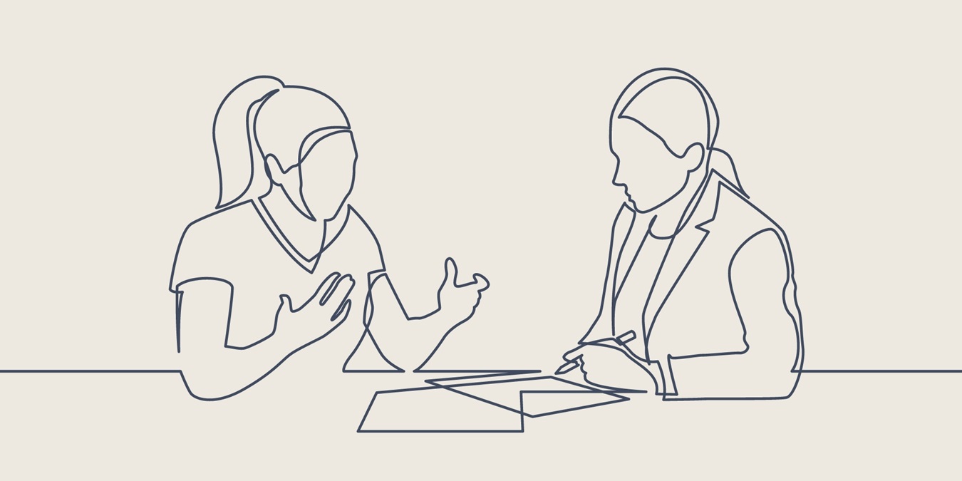 Stregtegning af lønforhandling